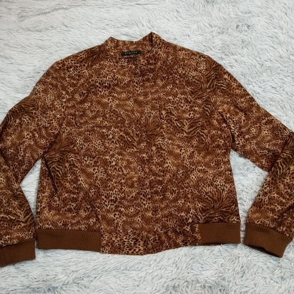 Vintage Norton McNaughton Jacket Womens 10 Brown Animal Print Leopard Cheetah